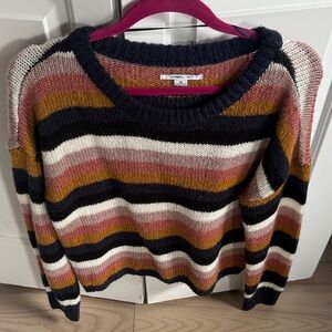 O’Neil Cozy Striped Sweater in Black, Pink, and Gold